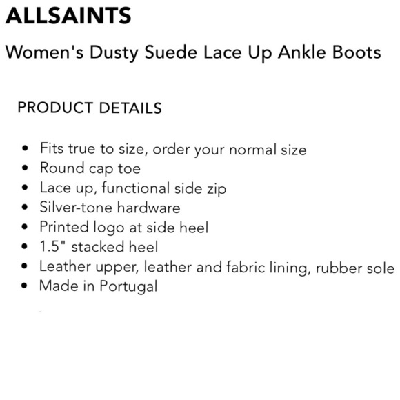 ALL SAINTS DUSTY WF658X BEIGE SUEDE LEATHER LACE UP ANKLE COMBAT STYLE LUG BOOTS - Picture 2 of 16